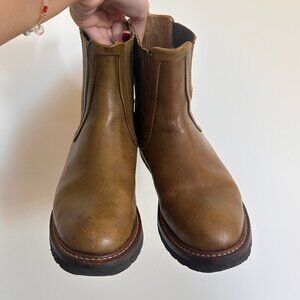 Frye Ella Moto brown combat chelsea boot